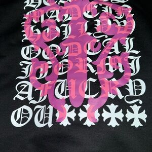 Eye chart dagger Black Hoodie with Pink and White Design